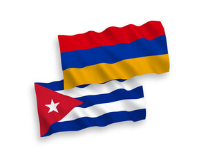Flags of Armenia and Cuba on a white background