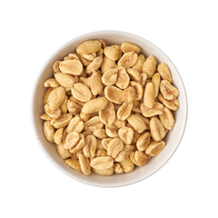 Orzechy w misce widok z góry, wyizolowane białe tło
