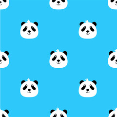 Panda bear cute funny cartoon pattern, seamless, tile, background