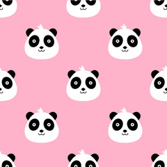 Panda bear cute funny cartoon pattern, seamless, tile, background