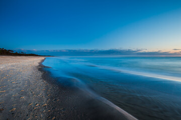 Travel photography of the Baltic sea coastline.Amazing sunrise over the Sea. Jastrzebia Gora, Poland.
