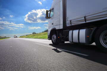 Truck transport on the road and cargo