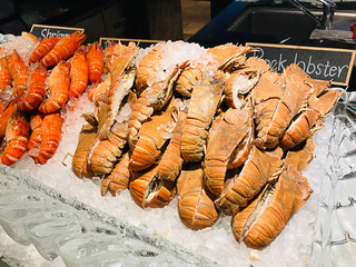 Frozen Rock lobster in a hotel buffet.