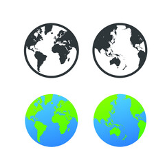 Europe-africa globe earth, World vector icon set or globe sign. Round world planet earth. Globe and continents element. Vector planet earth icon. Vector illustration. Design on white background. EPS10