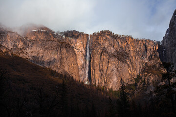 Ribbon Falls and El Capitan Landscape, Yosemite National Park, California
