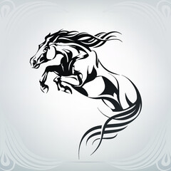 Vector silhouette of a running horse