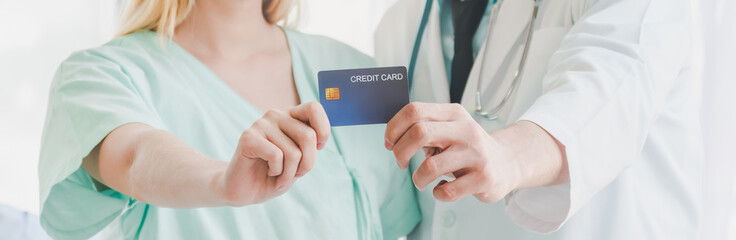 A credit card and medical payment for good health.
