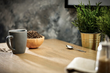Tea on the table on a sunny warm day