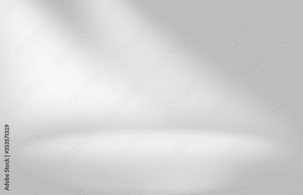 Poster Abstract gray studio gradient wall and floor background in empty room with light