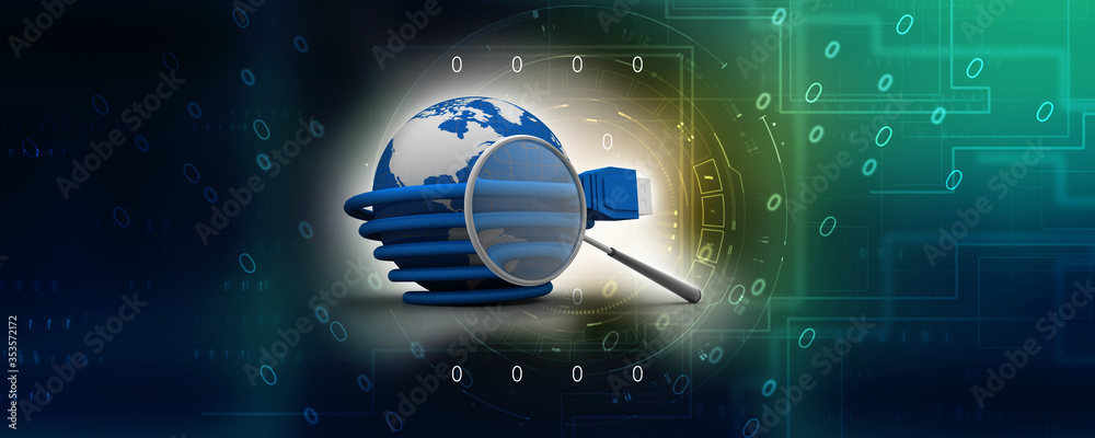 Poster 3d rendering network connection, internet communication and computer technology concept, closeup vie