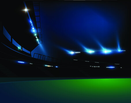 Football arena field with bright stadium lights vector eps10
