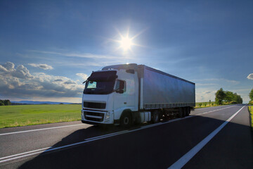 Truck transport on the road and cargo