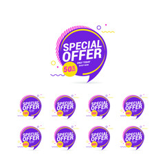 End year of clearance sale for savings 50% off. Sale banner collection, discount tag special promotion. Sale tag set vector badge, special offer icon. Illustration design on white background. EPS 10