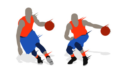 Plakat Basketball player shape silhouette vector set action pose