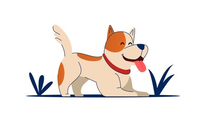 Vector illustration. Cute cartoon vector puppy dog