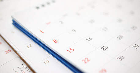 calendar page close up background business planning appointment meeting concept