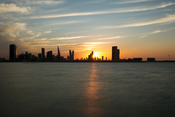 Bahrain skyline and beautiful sunset