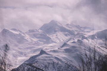 Snowy And Frozen Mountains In The Winter