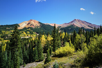 Reddish mountains in San Juan National Forest, Colorado