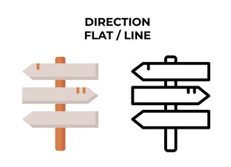 Camping direction line and flat icon, logo and badge. Vector. Eps 10