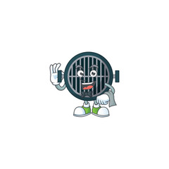A cartoon image of grill as a waiter character ready to serve