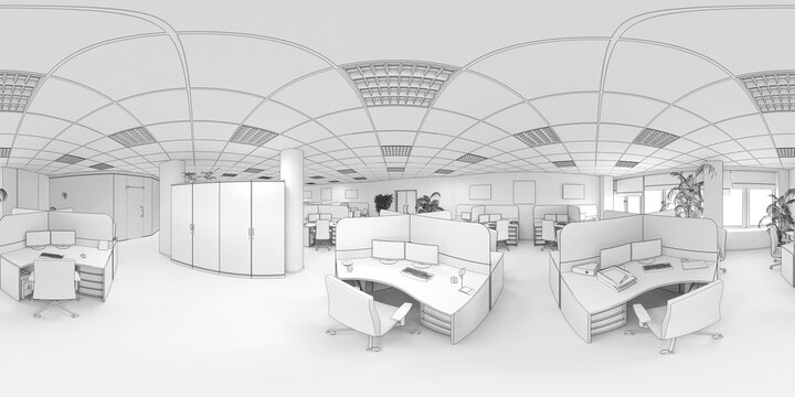 spherical panorama of the interior, 3D illustration