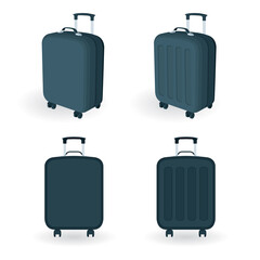 Suitcase. Suitcases in front and side views vector illustration collection. Part of set. 