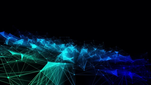 4k 3d abstract Digital background with graph made of nodes shaped refinancing text.abstract neon geometrical lines with moving triangles and connection dots. 