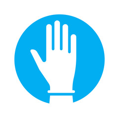 Hand in glove icon symbol of the fight against coronavirus. Vector illustration
