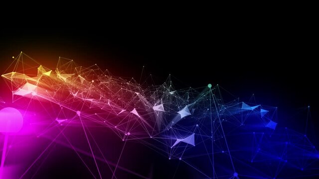 4k 3d abstract Digital background with graph made of nodes shaped design text.abstract neon geometrical lines with moving triangles and connection dots. 