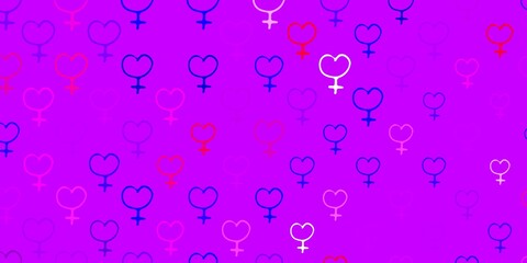 Light Purple, Pink vector background with woman symbols.