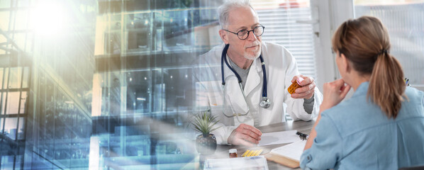 Discussion between doctor and patient; multiple exposure