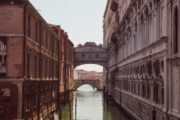 The bridge of Sighs over Rio di Palazzo connecting New prison and Dodge's Palace