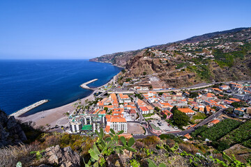 Town Ribeira Brava in Madeira, aerial view