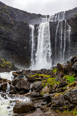 Fossa Waterfall on Bordoy Island, the highest waterfall in the Faroe Islands