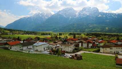 Fototapeta na wymiar A village in European Alps