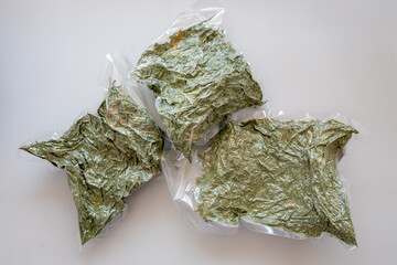 Dry marijuana in the bag