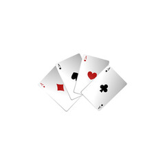 Set of aces, playing cards. A winning poker hand.