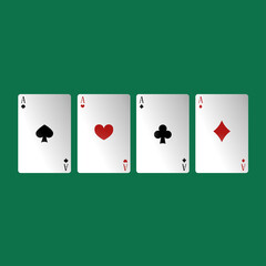 Four aces of playing card suits. winning poker hand