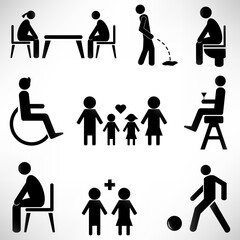 set of icons, people, children. disabled