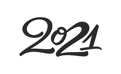 Handwritten brush lettering of 2021. Happy New Year.