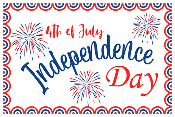 Card for Independence day with 4th of July text