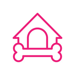 Obraz premium Dog food shop Logo. Isolate vector illustration. Pet store logo with bone, heart, bone and house shape combination. Modern branding design. Good for pet shop, clinic, care, or pet business.