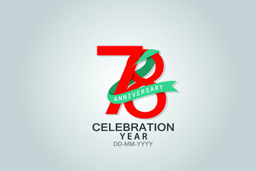 78 years anniversary blue ribbon celebration logotype. anniversary logo with Red text and Spark light white color isolated on black background, vector design for celebration, invitation vector