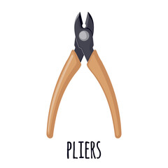 Vector cutting pliers icon in flat style isolated on white background.