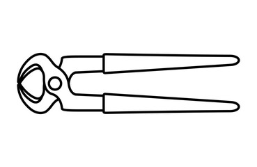 Vector cutting pliers icon in line art style isolated on white background.