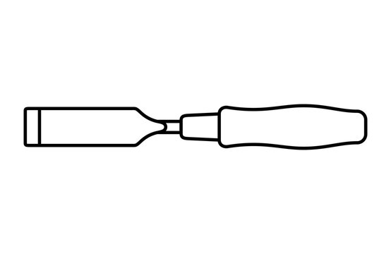 black outline chisel tool on white background clip art preview