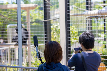 動物園で撮影したテレビ局の人