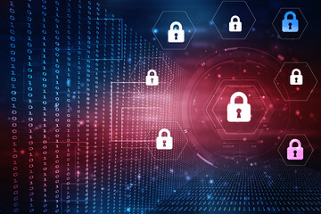 2d illustration Safety concept: Closed Padlock on digital background