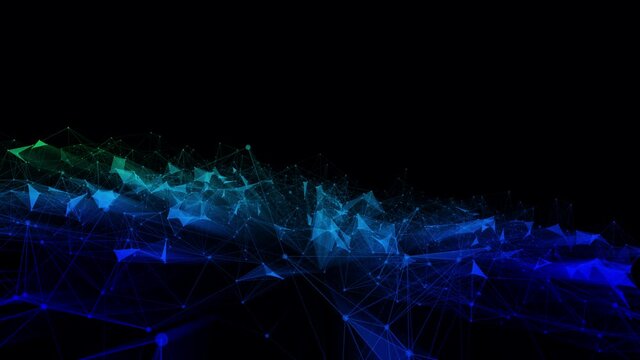 4k 3d abstract Digital background with graph made of nodes shaped leadership text.abstract neon geometrical lines with moving triangles and connection dots. 